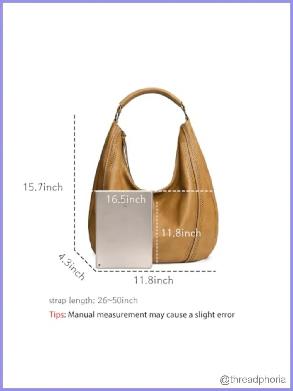 Faux Leather Hobo Shoulder Tote Bag with Adjustable Crossbody Strap